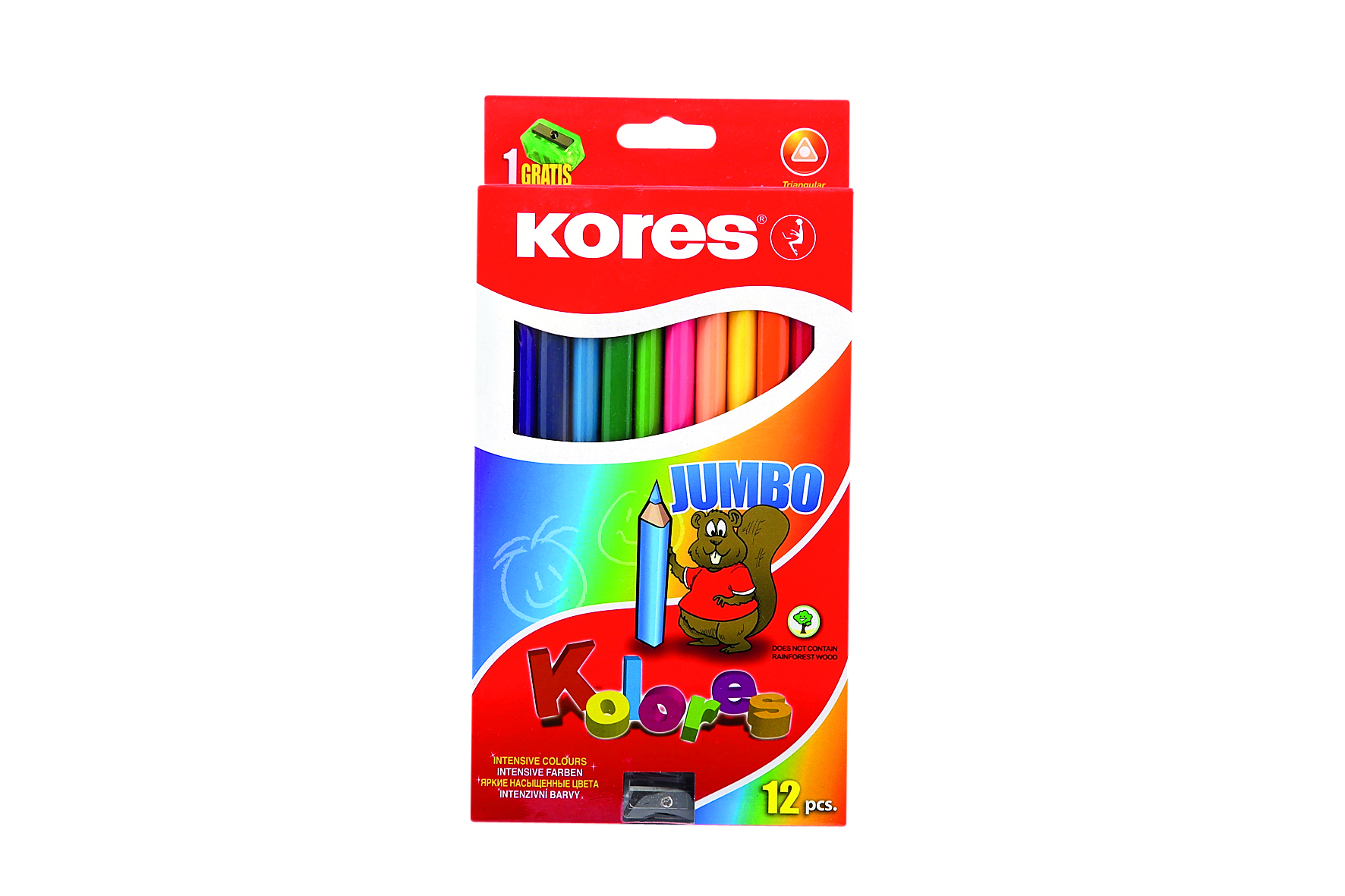 Олівці кольорові, трикутні,3мм,з чинкою,12шт. (К93312)