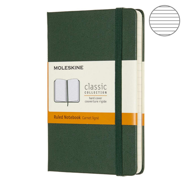 Записник Миртовий Зелений кишеньк. лінійка, Moleskine Classic, MM710K15