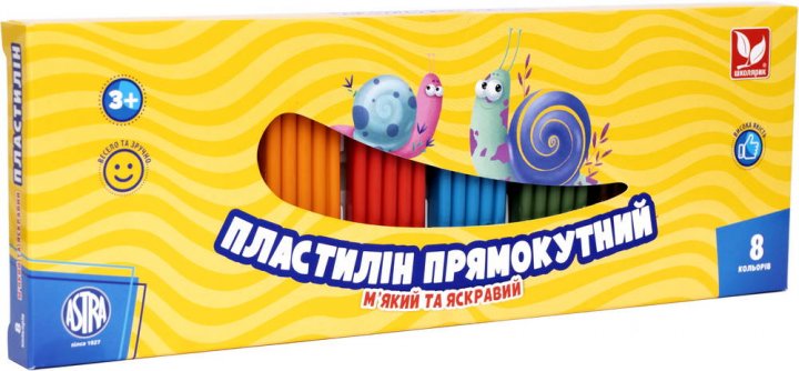 Пластилін прямокутний 8 кол., 303116002-UA