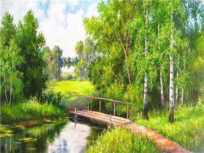 Картина по номерам 40*50 см "Мостик в березовой роще", RA3813