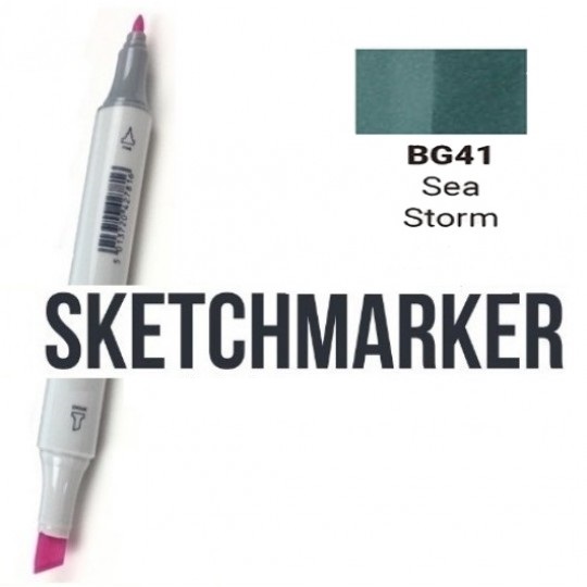 Маркер SKETCHMARKER, 2 пера: долото и тонкое, Sea Storm - Морской шторм, SM-BG41 3
