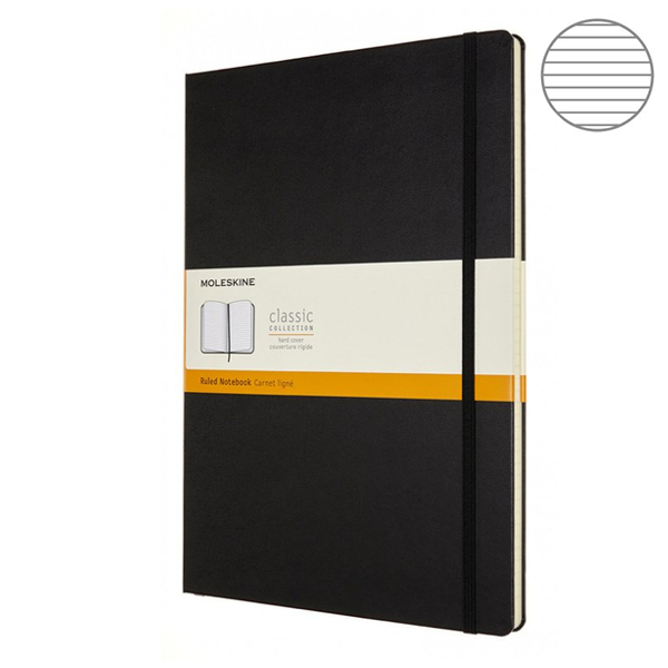 Записник Чорний м`який лінійка, Moleskine Classic, QP641