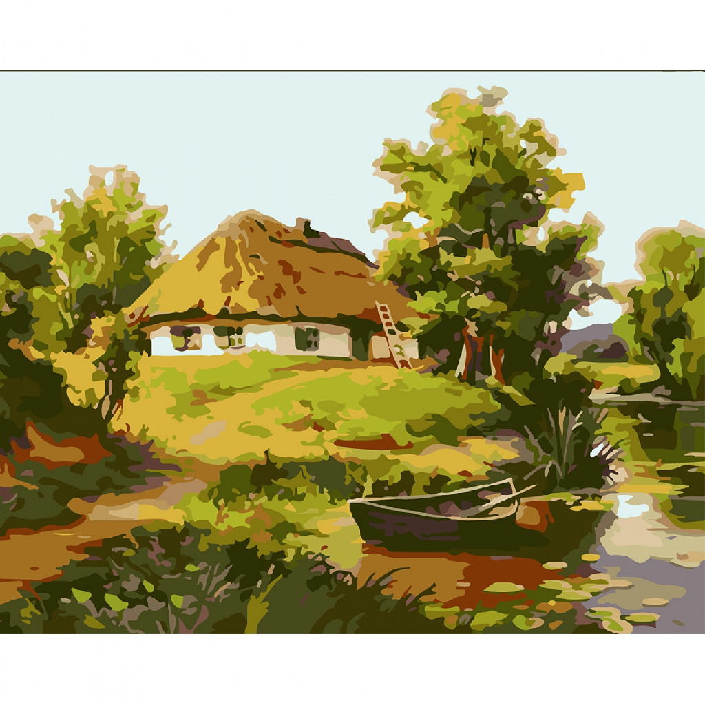 Картина по номерам 40*50 см "Домик у озера", 954261 Santi