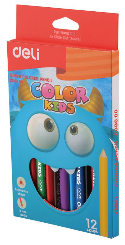 Карандаши 12 ц, Color Kids Jumbo треугольный Deli EC00600 (70600)