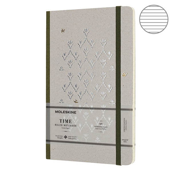 Записник Зелений середній лінійка, Moleskine Time, LCTM31K