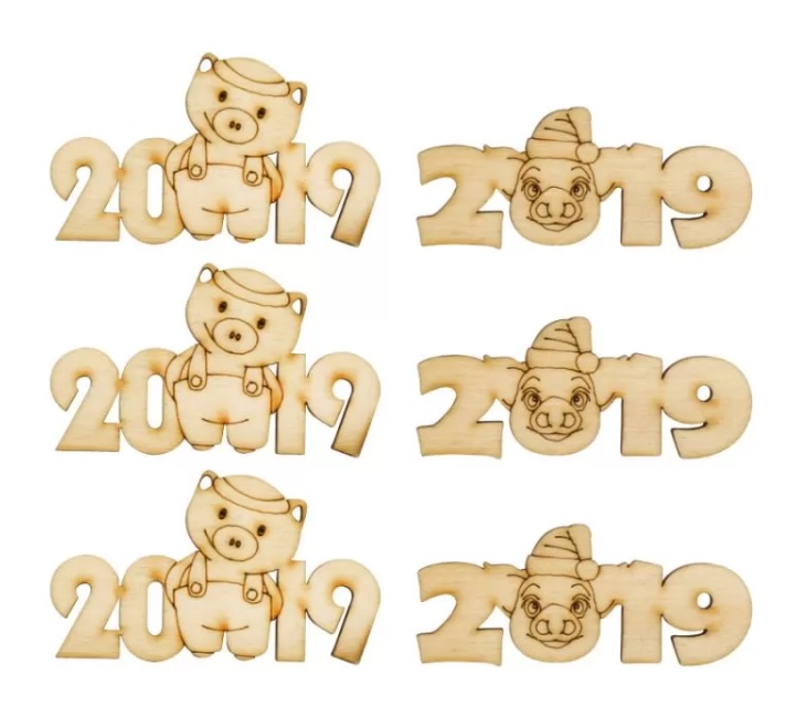 Набір заготовок "Символи 2019", фанера, 6 шт, Rosa Talent