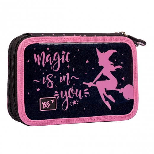 Пенал твердый YES двойной HP-01 "Little Witch", черный, 533090