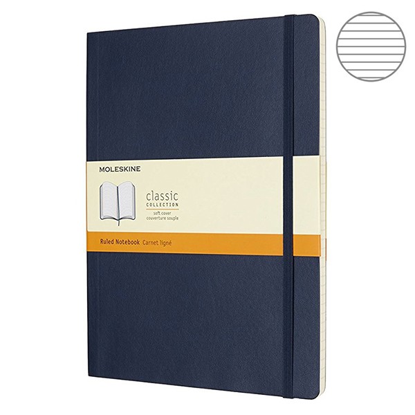 Записник Сапфір м’який великий лінійка, Moleskine Classic, QP621B20