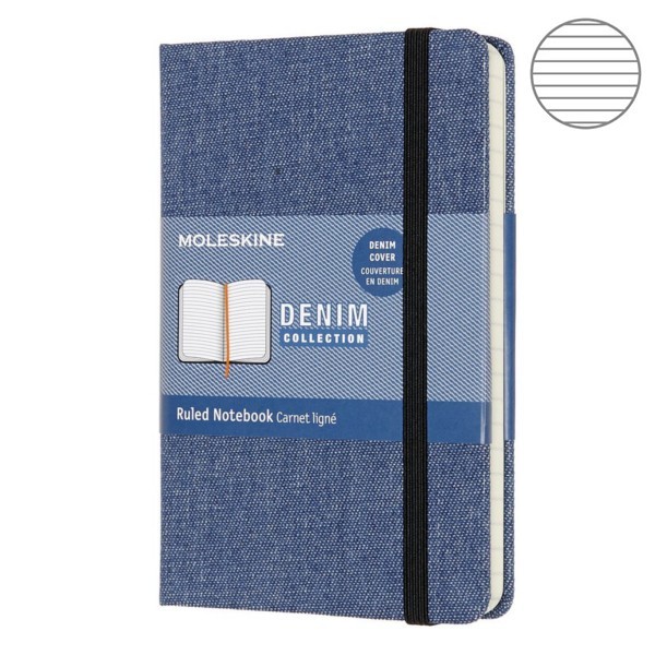 Записник Антверпен синій кишеньк. лінійка, Moleskine Denim, LCDNB2MM710