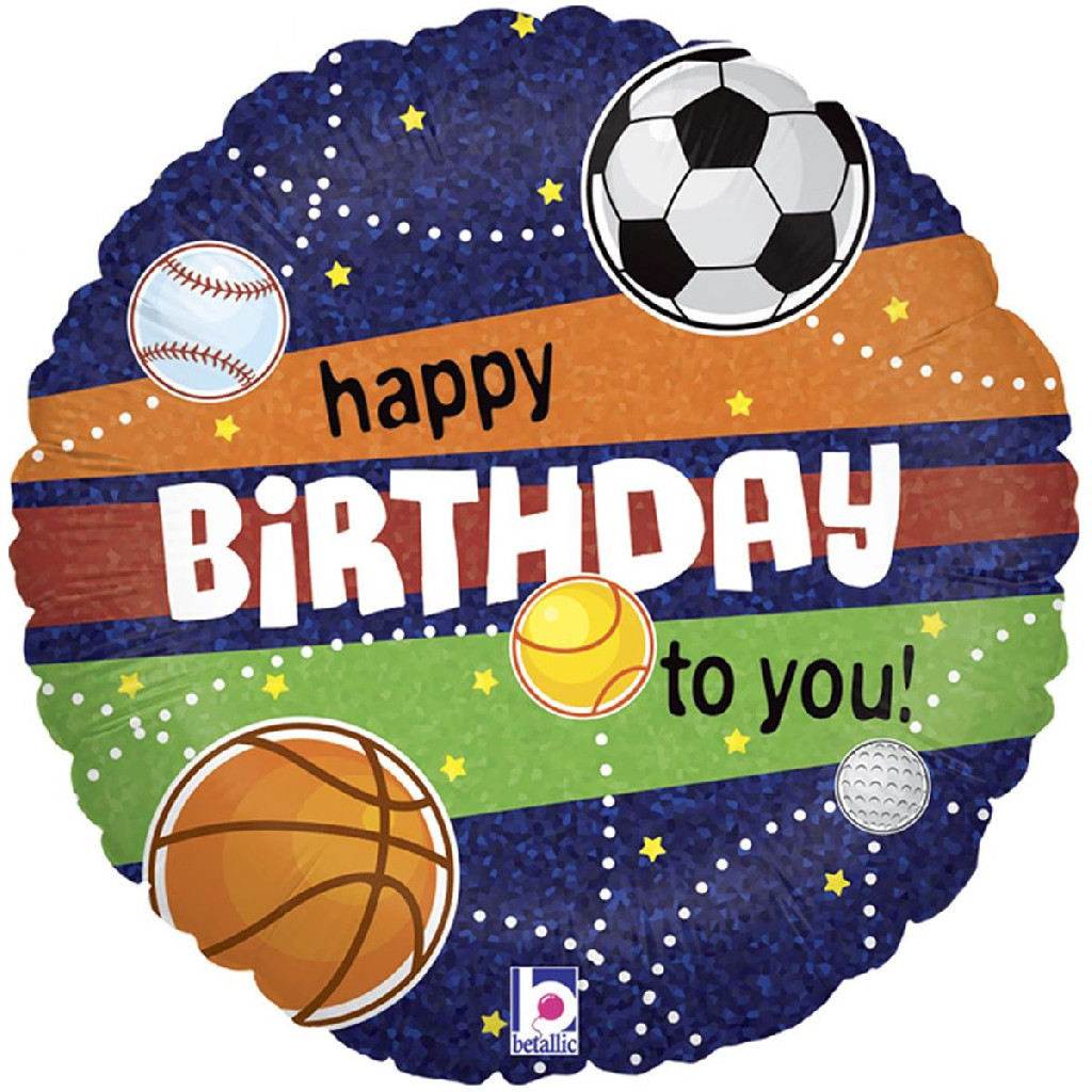 Шар воздушный 18" Happy Birthday Спортивные мячи, 3202-2711