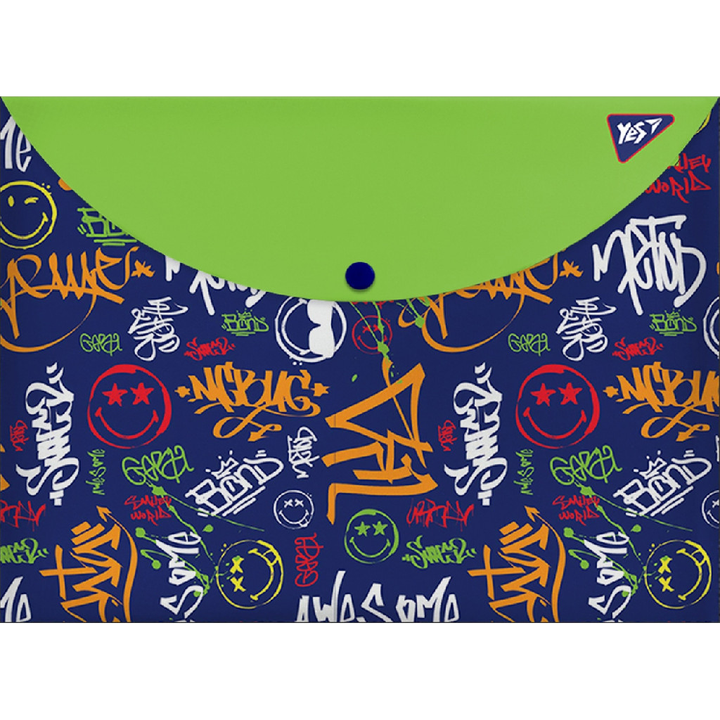 Папка-конверт на кнопці А4 "SmileyWorld Pattern", 491630 Yes