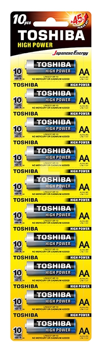 Батарейка TOSHIBA LR6 HP Alkaline BP (10 шт/бл.) цена указ. за шт.