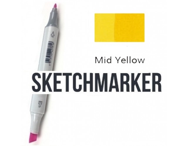 Маркер SKETCHMARKER, 2 пера: долото и тонкое, Mid Yellow - Средний желтый, SM-Y33 3
