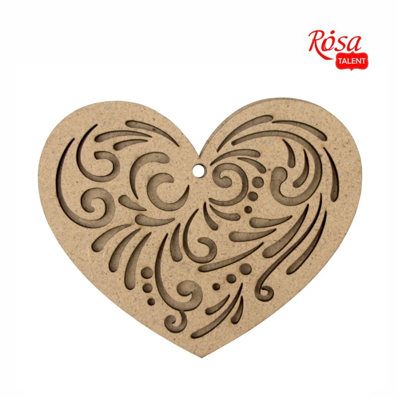 Заготовка Сердце 3D ажурное 2, ДВП, 2 шт,10*8 cм, Rosa Talent