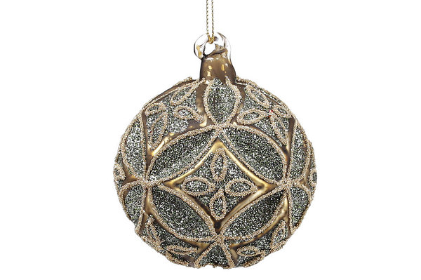 Шар елочный 8 см, старинное золото, 118-747