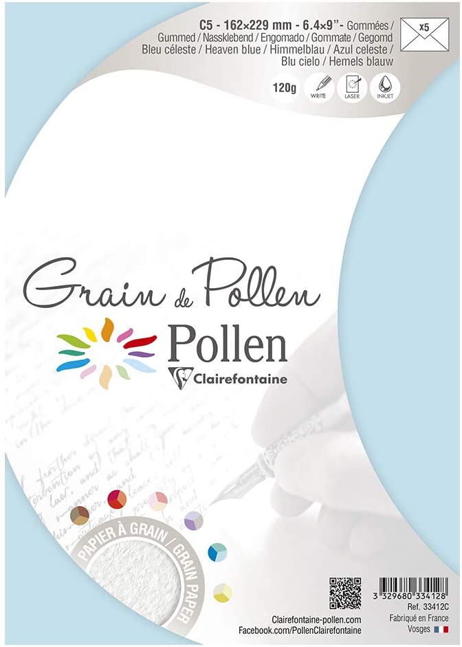 Конверт декоративний Pollen зернистий 162*229 мм/120 г, Heaven blue/Небесно-Голубой, 33412C