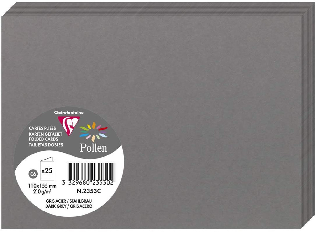 Заготівка д/листівок складена Pollen 110*155 мм/210 г, Dark grey/Темно-сірий, 2353C