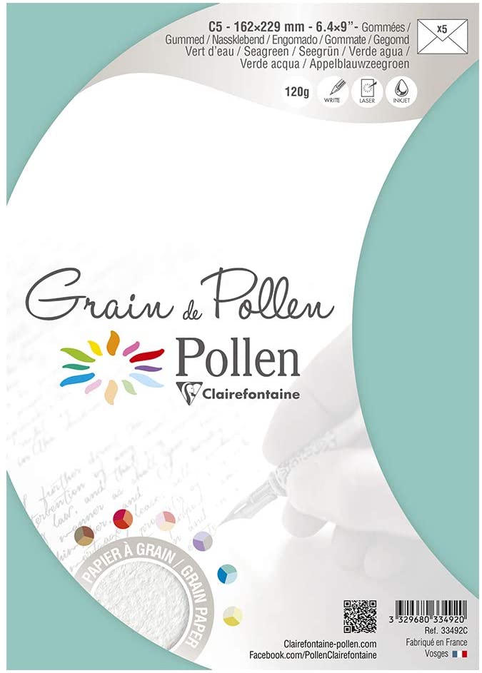 Конверт декоративний Pollen зернистий 162*229 мм/120 г, Seagreen/Морська хвиля, 33492C