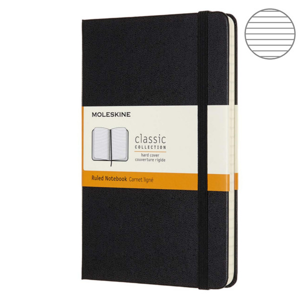 Записник Чорний медіум лінійка, Moleskine Classic, QP050