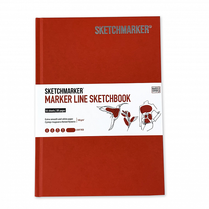 Скетчбук SKETCHMARKER А5 44 арк., 160 г/м², світло-червоний, MLHSM/LRED