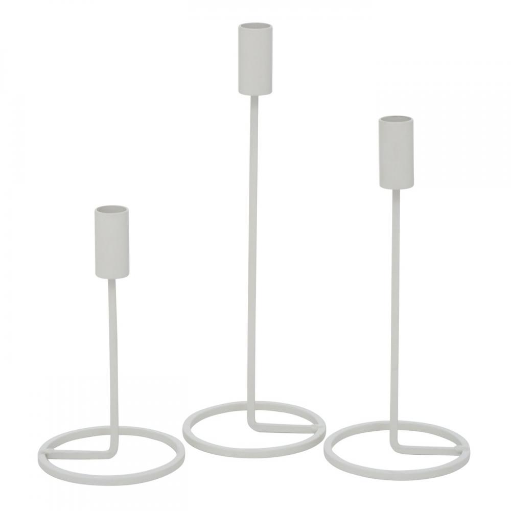 Подсвечник декоративный металлический "Fio" h=32 см/d=11 см на ножке, белый, 9710096/2016649