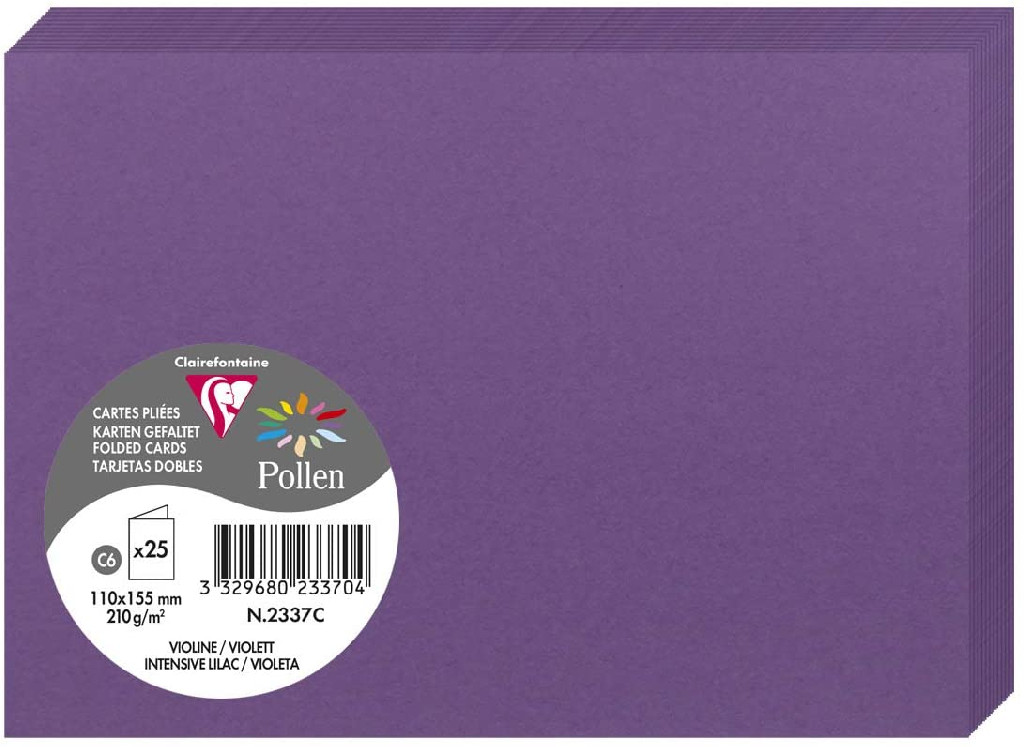 Заготовка для открыток сложенная Pollen 110*155 мм/210 г, Int. lilac/Инт. сиреневый, 2337C 