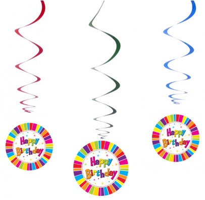 Декорация Подвеска "Happy Birthday", 5 шт, пластмасса, бумага, F-9035403