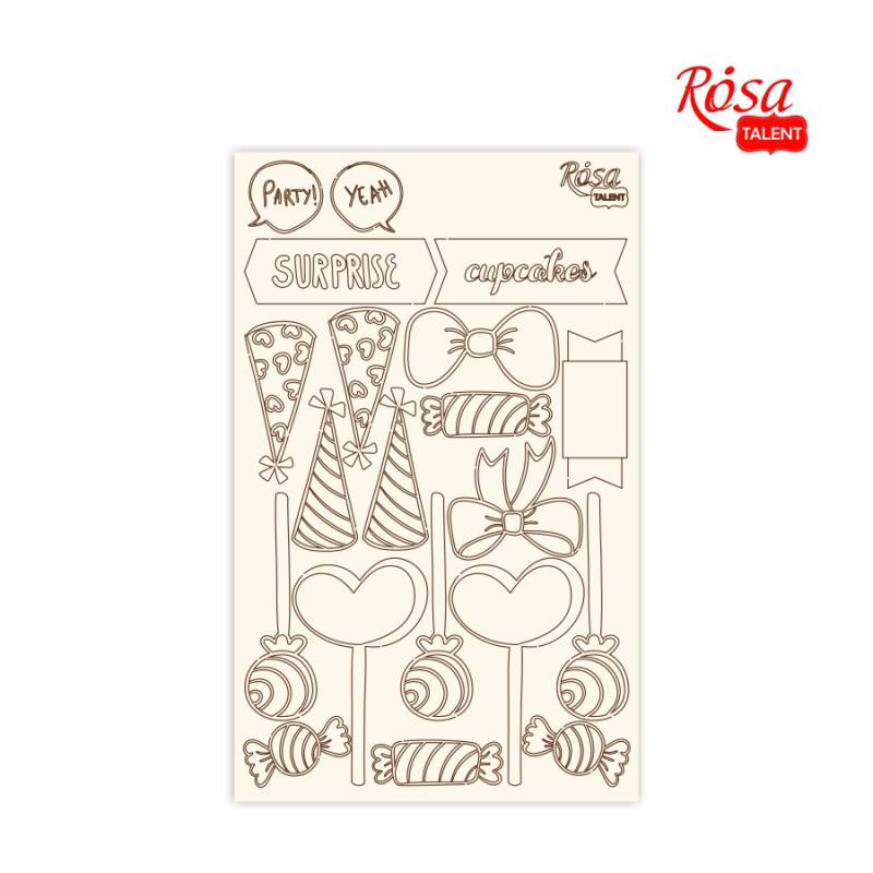 Чипборд для скрапбукинга 12,8*20 см "Cake delicious" 2, белый картон, 94232043 ROSA TALENT