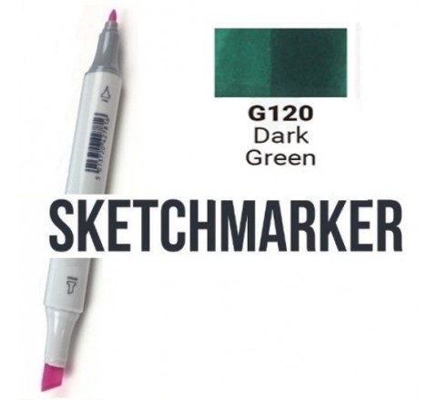 Маркер SKETCHMARKER, 2 пера: долото и тонкое, Dark Green - Тёмный зеленый, SM-G120