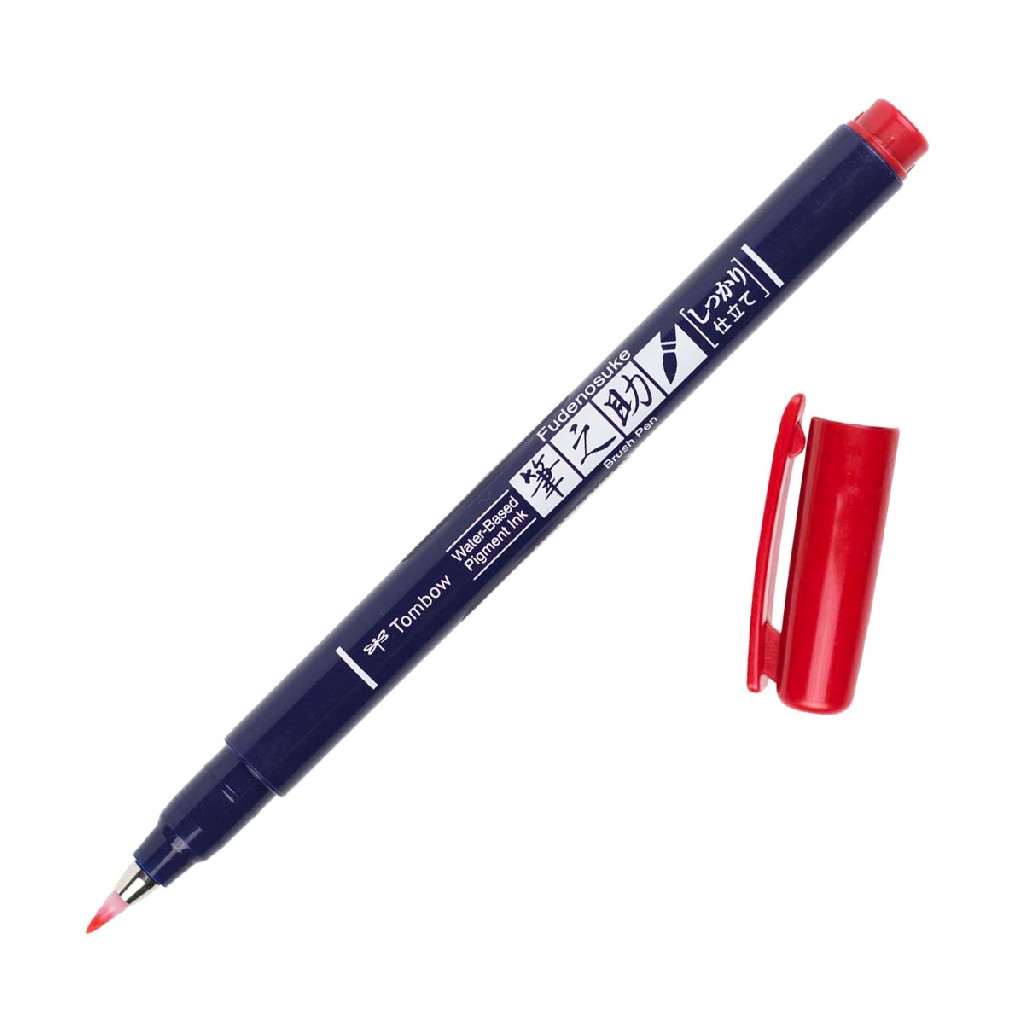 Пензель-ручка Brush Pen Fudenosuke на водній основі BH25, червоний, WS-BH25 Tombow