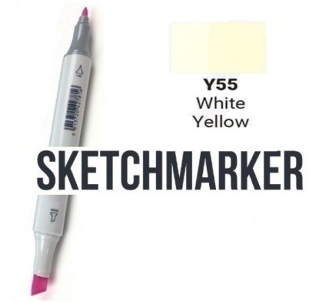 Маркер SKETCHMARKER, 2 пера: долото и тонкое, White Yellow -Бело-жёлтый, SM-Y55 3