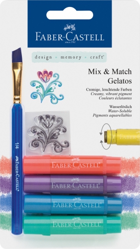 Крейда гелева Gelatos 4 кол. +пензлик+трафарет (відтінки металік), 121806 Faber-Castell