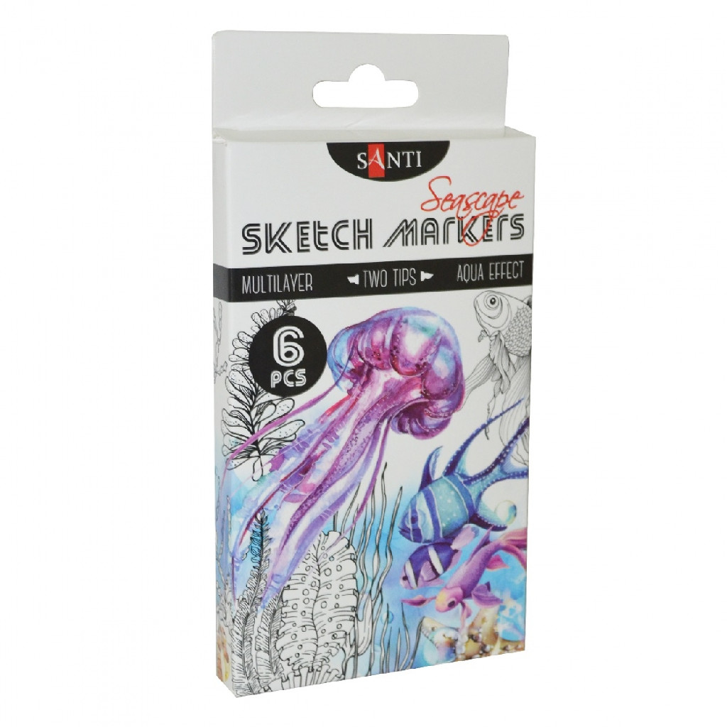 Набор акварельных маркеров "Santi sketch" Seascape, 6 шт, 390567