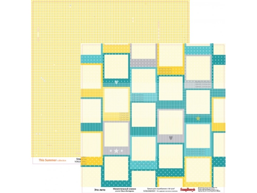 Папір для скрапбукінгу 30,5*30,5 см 180 гр/м двост. Це літо. Моментальний знімок (10)