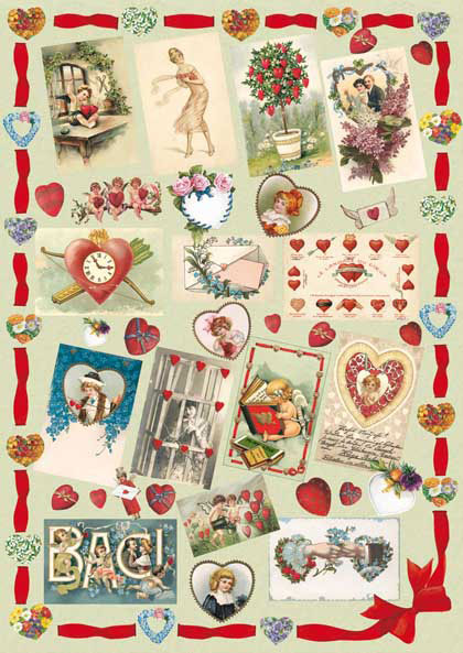 Карта декупажна 50*70 см, Валентинки, 60 г/м², EAS.263 Calambour