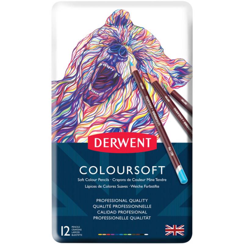 Набор цветных карандашей Coloursoft, 12 шт, Мет. коробка, Derwent