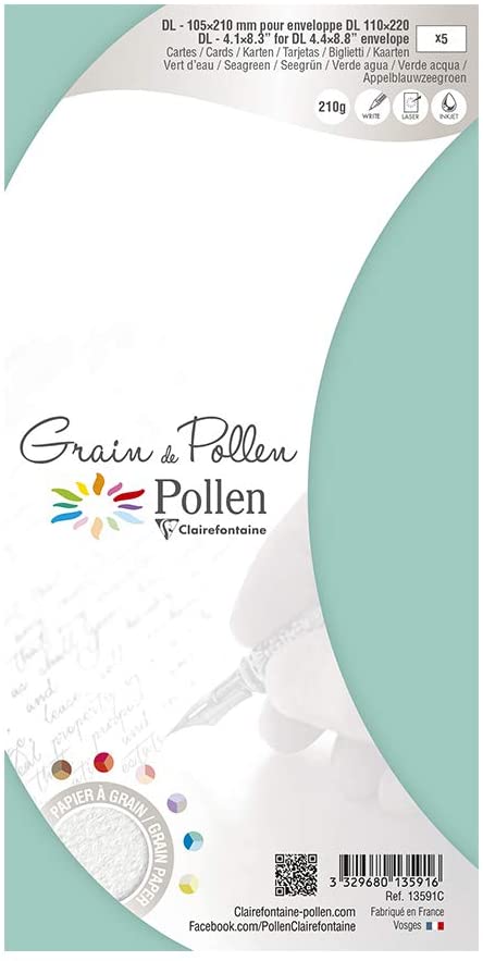 Заготівка д/листівок зерниста Pollen 105*210 мм/210 г, Seagreen/Морська хвиля, 13591C