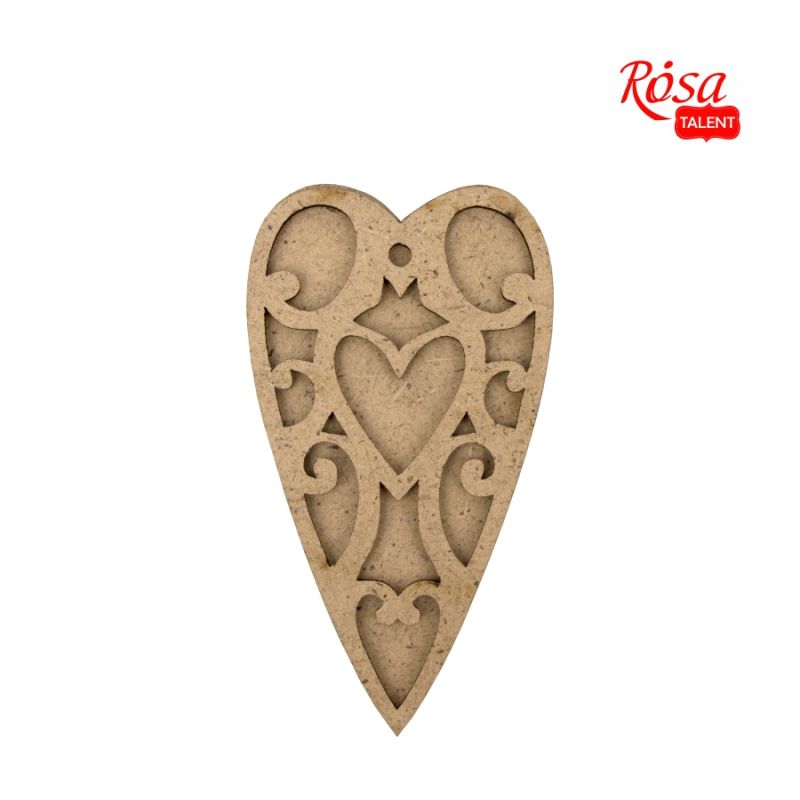 Заготівка Серце 3D ажурне 3, ДВП, 2 шт., 5,5*10 cм, Rosa Talent