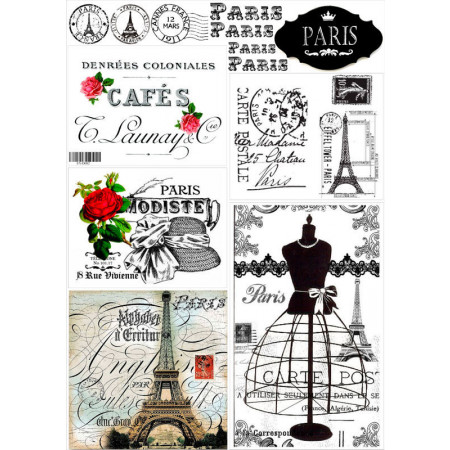 Декупажна карта 29,5*42 Париж. Ретро листівки