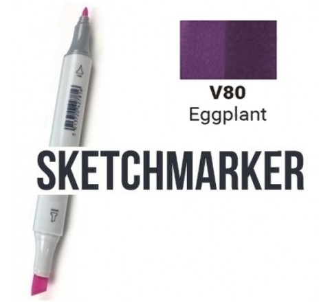 Маркер SKETCHMARKER, 2 пера: долото и тонкое, Eggplant - Баклажан, SM-V80 3