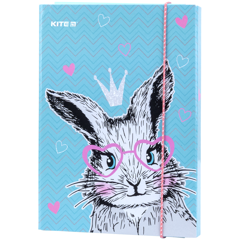 Папка для зошитів В5 на гумці Cute Bunny, картон, K21-210-1