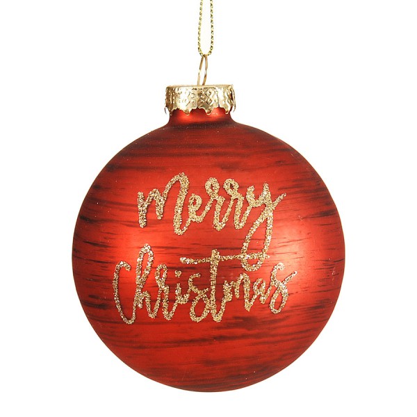 Підвіска новорічна Куля матова червона 8 см "Merry Christmas", 9766241