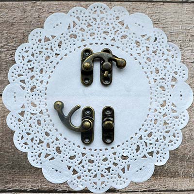 Замок металлический с крючком, бронза, 25 мм, 2 комп, HY015161