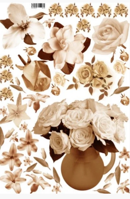 Декупажна карта 29,5*42 Квіти (сепія)