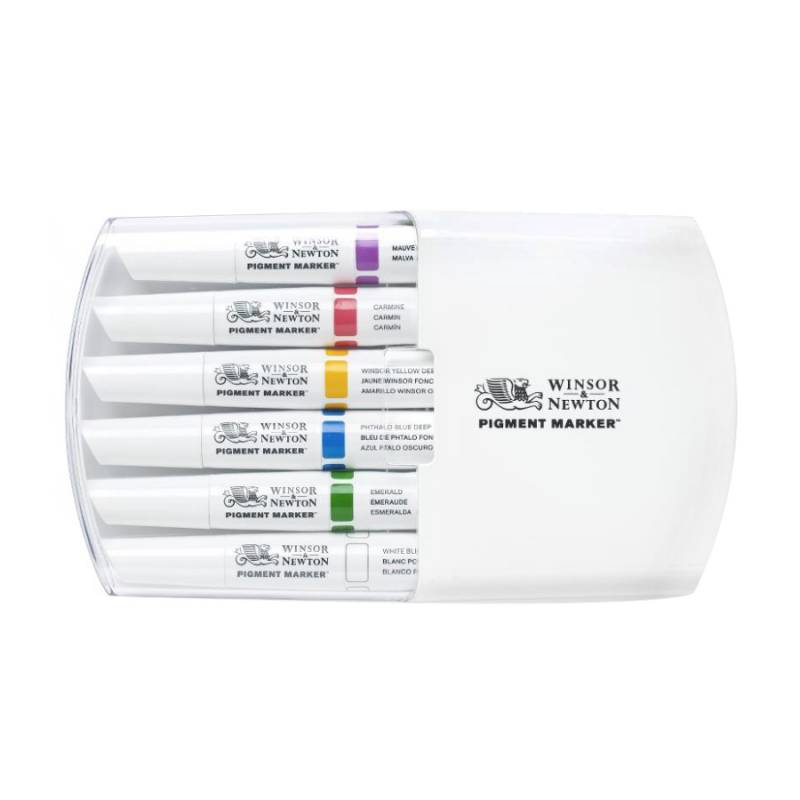 Набір маркерів двосторонніх Pigment marker, Насичені тони 6шт, 0290043 W&N