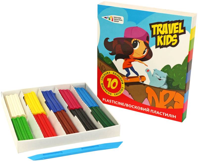 Пластилін 10 кол., 120 гр "Travel kids" зі стеком, 331010/TK Гамма-Н