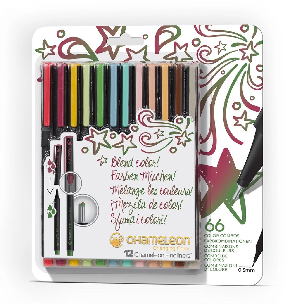Набор ручек Chameleon Fineliner 12 шт. - Designer Colors, FL1202