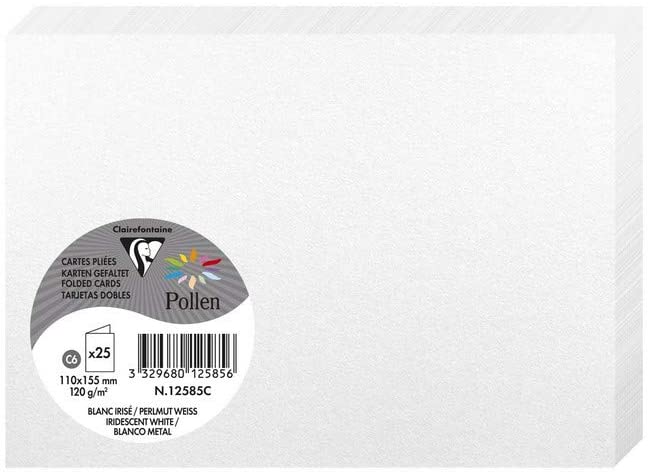 Заготовка для открыток сложенная Pollen 110*155 мм/210 г, Irid.white/Радужный белый, 12585C 