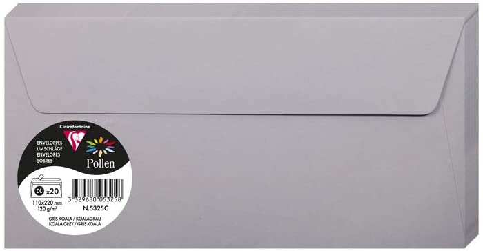 Конверт декоративный Pollen DL (110*220 мм)/120 г, Koala grey/Серый, 5325C 