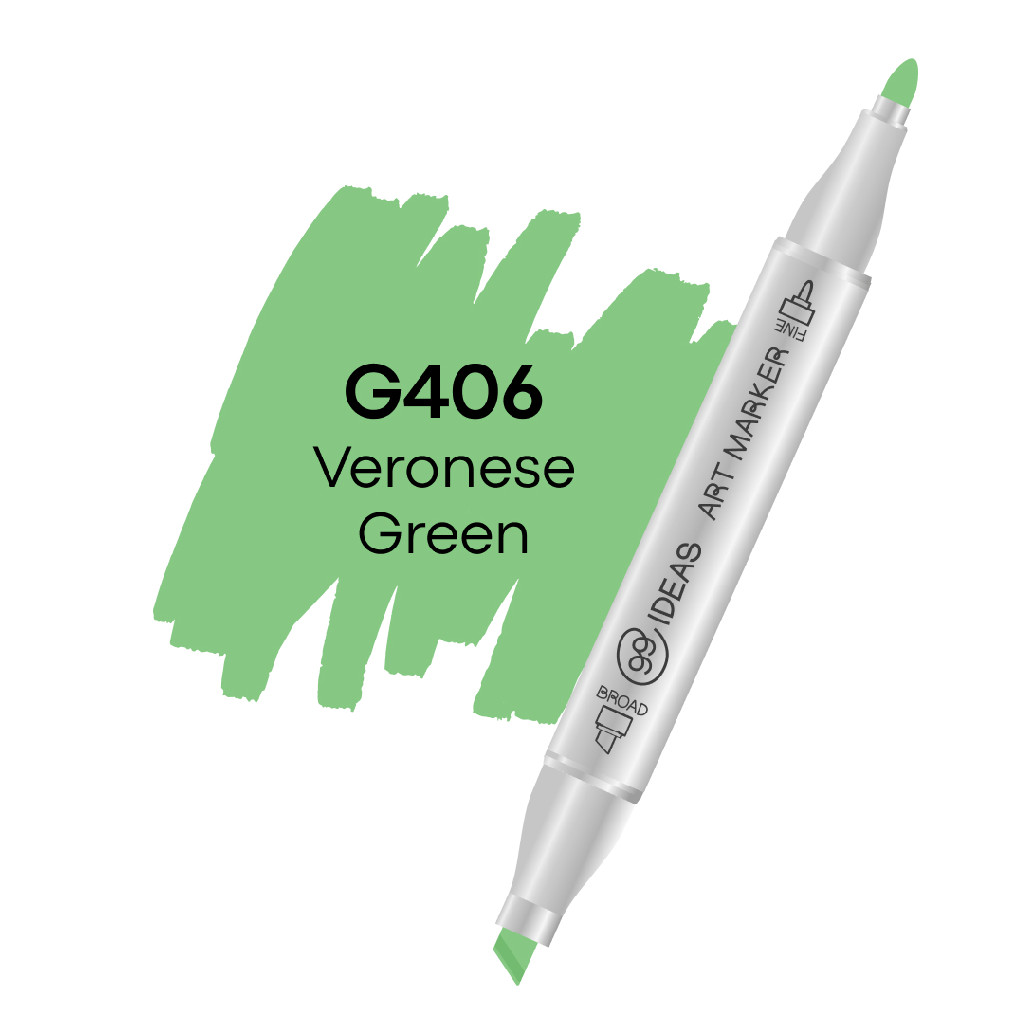 Маркер двухсторонний Veronese Green - Зеленый Веронезе, G406, 99IDEAS